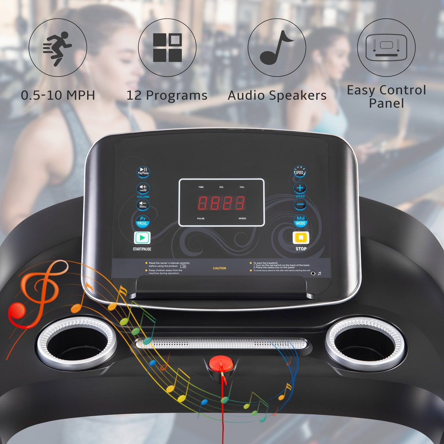 Balar Electric Motorized Treadmill for Home Gym with Audio Speakers & Incline Adjuster