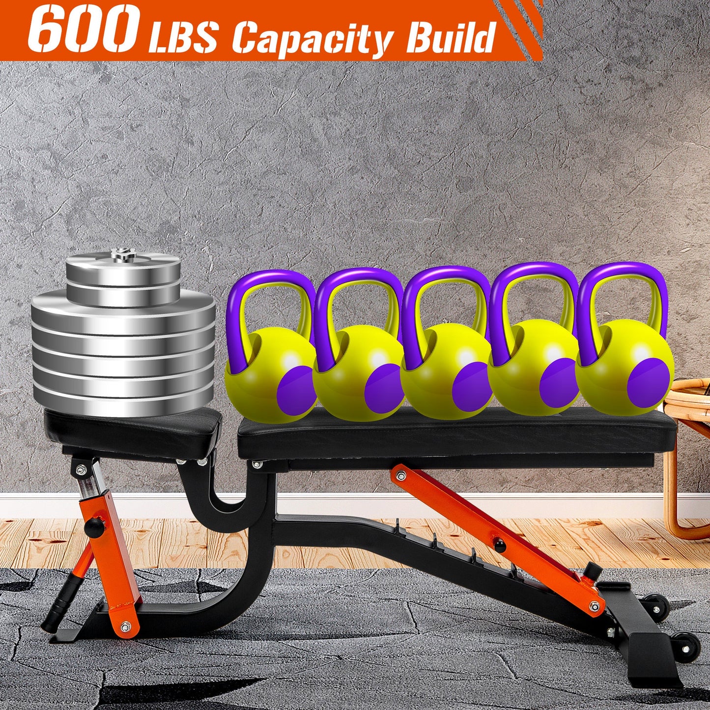 Harmon Training Bench Adjustable Weight Gym Strength - 600lbs Weight Capacity