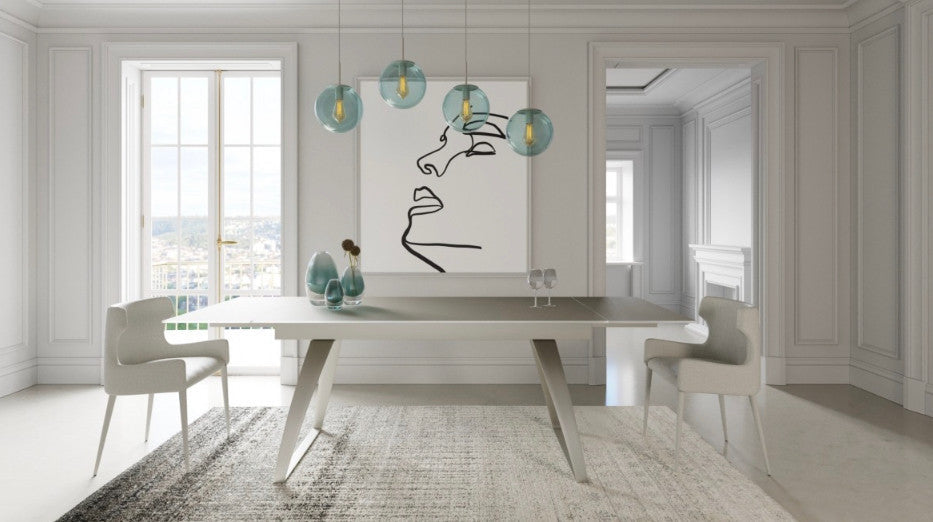 Modrest Pittson Modern Extendable Grey Glass Dining Table