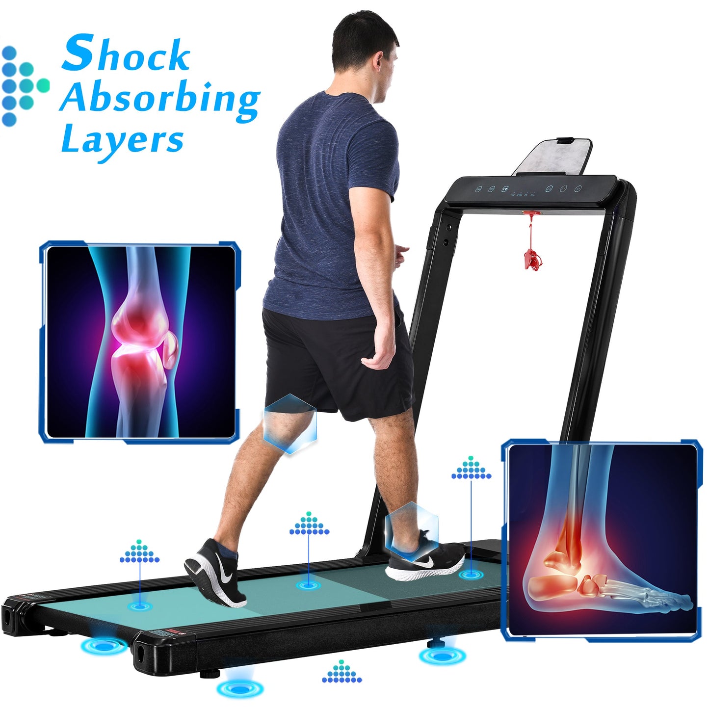 Cruce Electric Folding Treadmill, Installation Free with Bluetooth APP and Speaker, Remote Control with Display for Home, Gym & Office