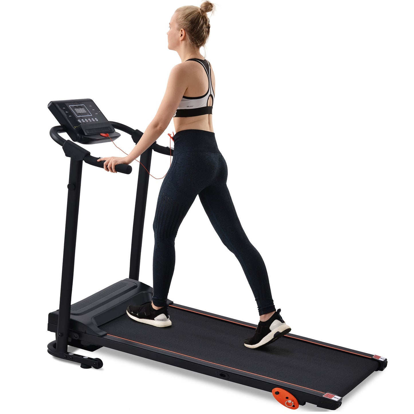 Akutes Electric Foldable Treadmill with Heart Pulse Monitor with Speaker & Incline Adjuster for Home Gym