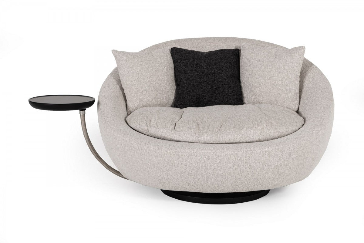 Divani Casa Alba Modern Grey Fabric Chair w/ Tray