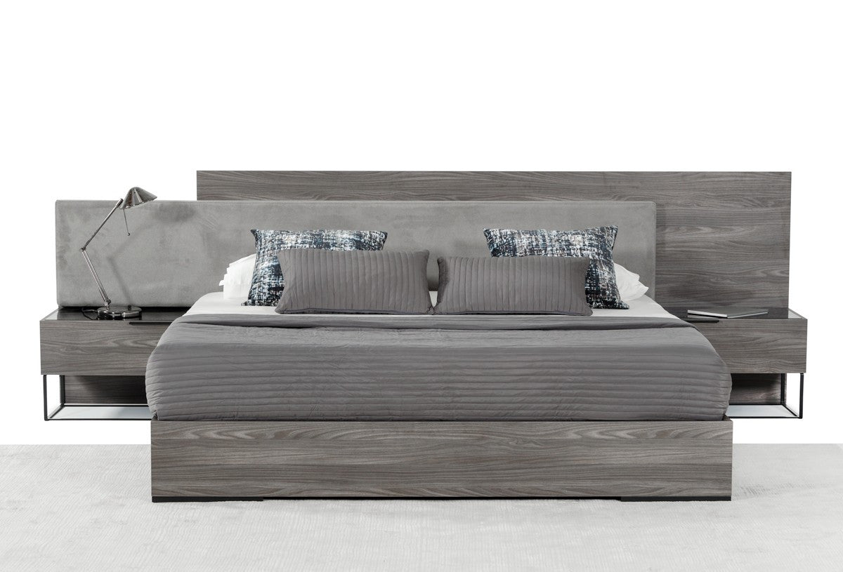 Modrest Enzo Italian Modern Grey Oak & Fabric Bedroom Set β Stylish Contemporary 5-Piece Furniture Collection - Stylish Design Furniture