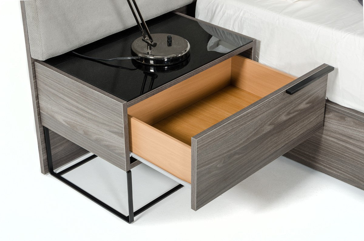 Modrest Enzo Italian Modern Grey Oak & Fabric Bedroom Set β Stylish Contemporary 5-Piece Furniture Collection - Stylish Design Furniture