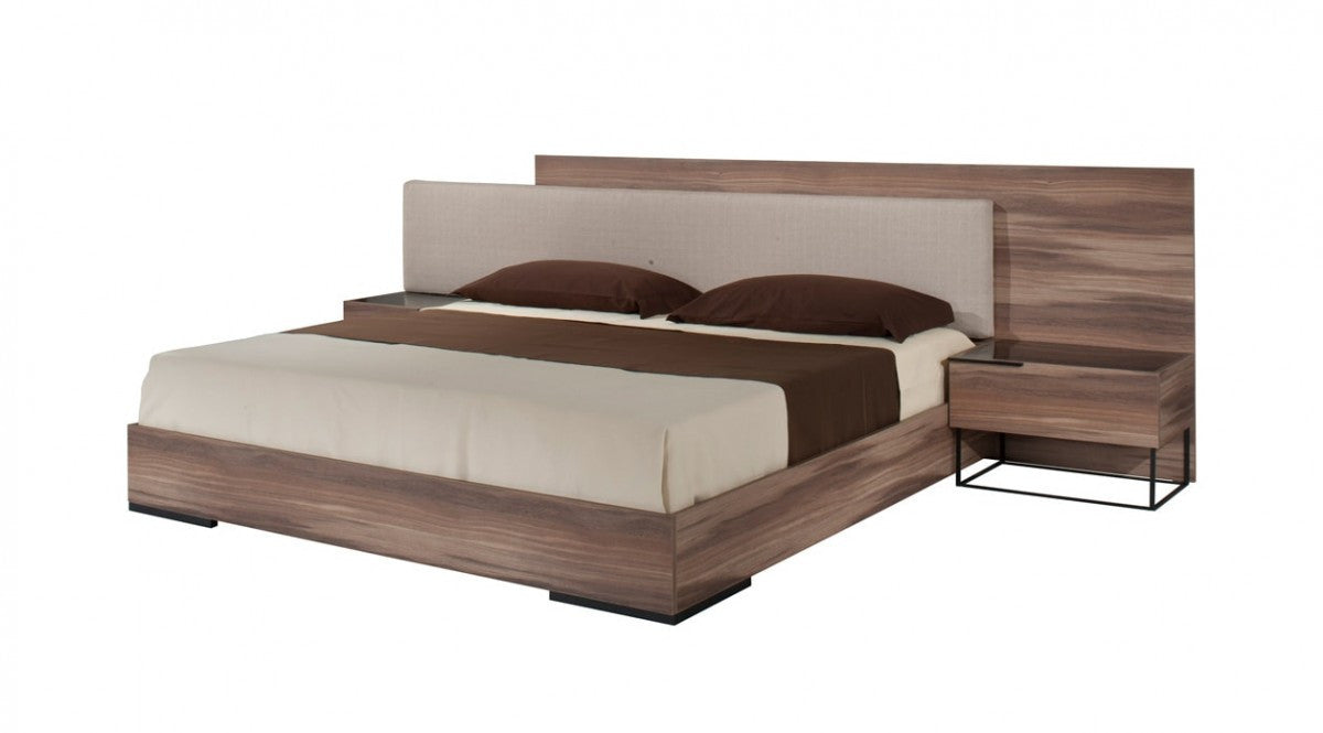 Nova Domus Matteo Italian Modern Walnut & Fabric Bed - Stylish Design Furniture