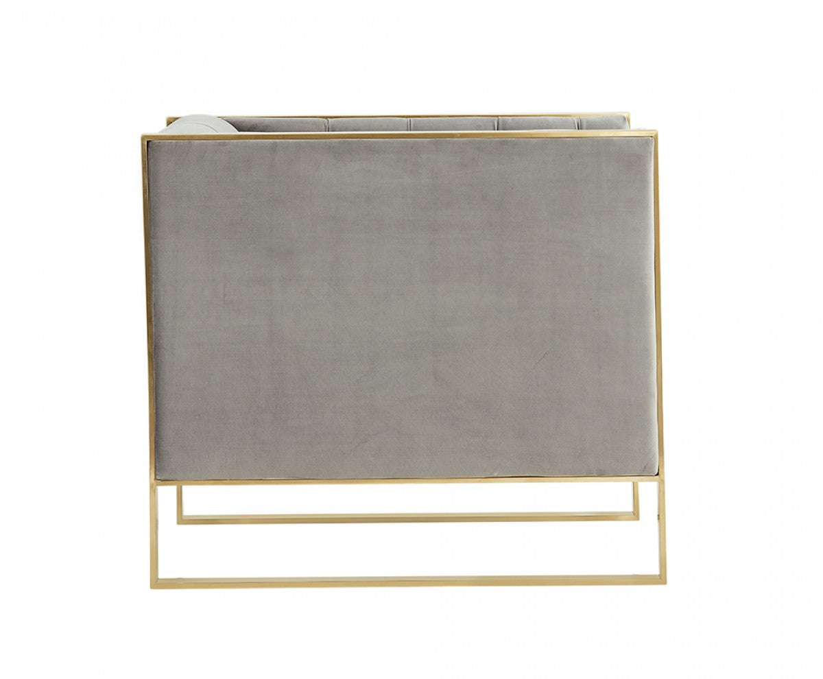 Divani Casa Carlos Modern Grey Velvet & Gold Accent Chair