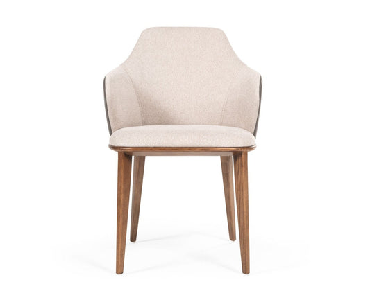 Modrest Megan Modern Beige & Grey Dining Chair - Stylish Design Furniture