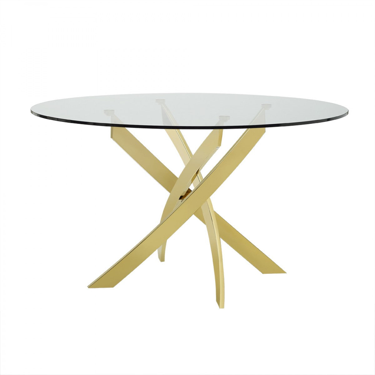 Modrest Pyrite - Modern Round Glass Dining Table