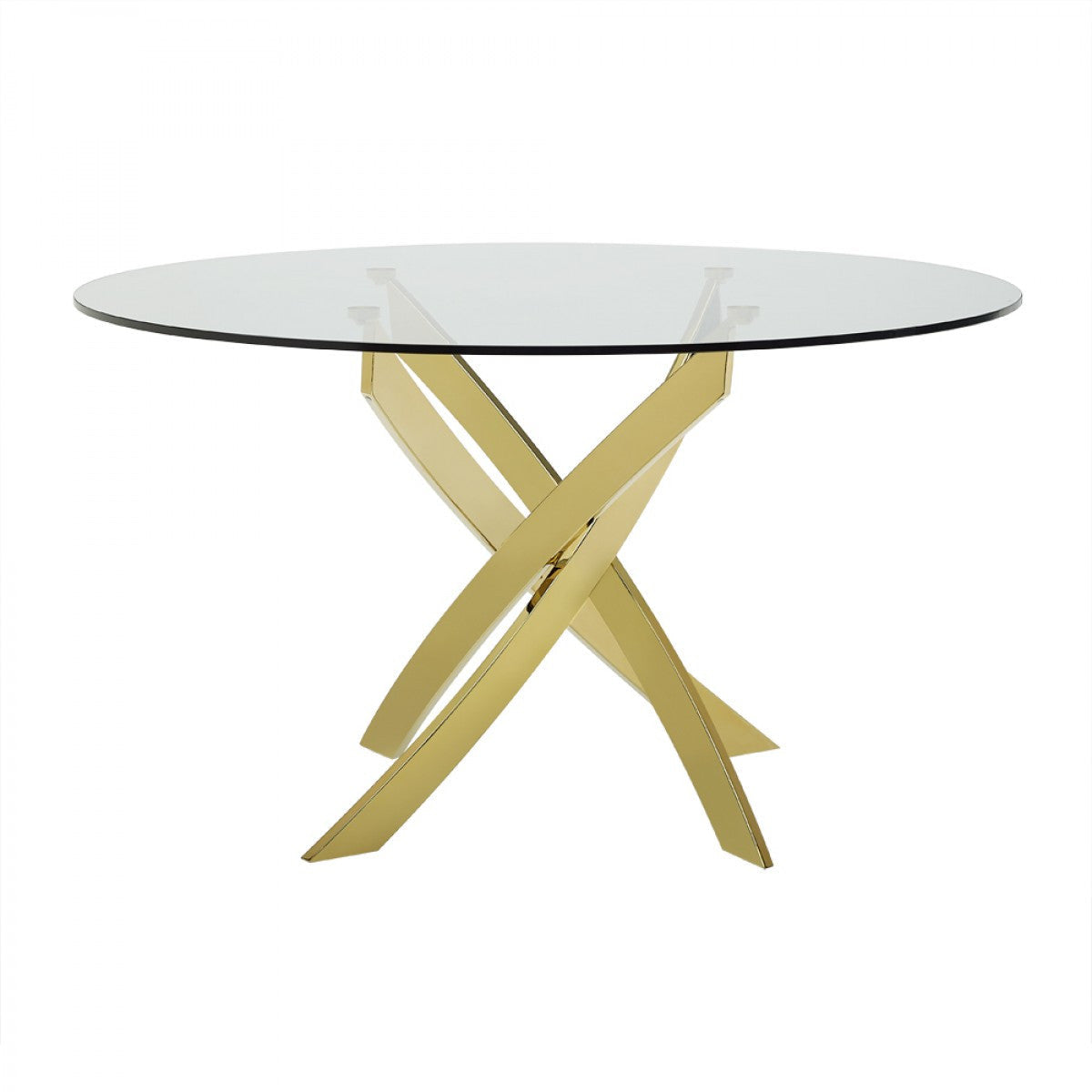 Modrest Pyrite - Modern Round Glass Dining Table