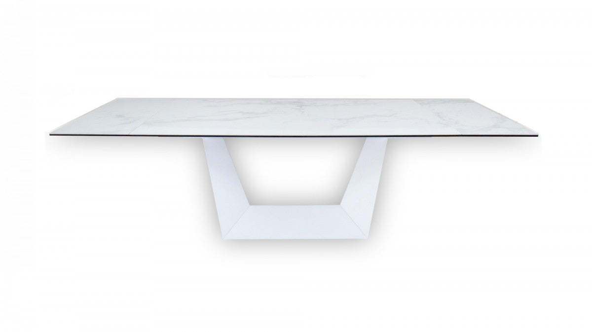 Modrest Baldwin - Modern White Ceramic Extendable Dining Table