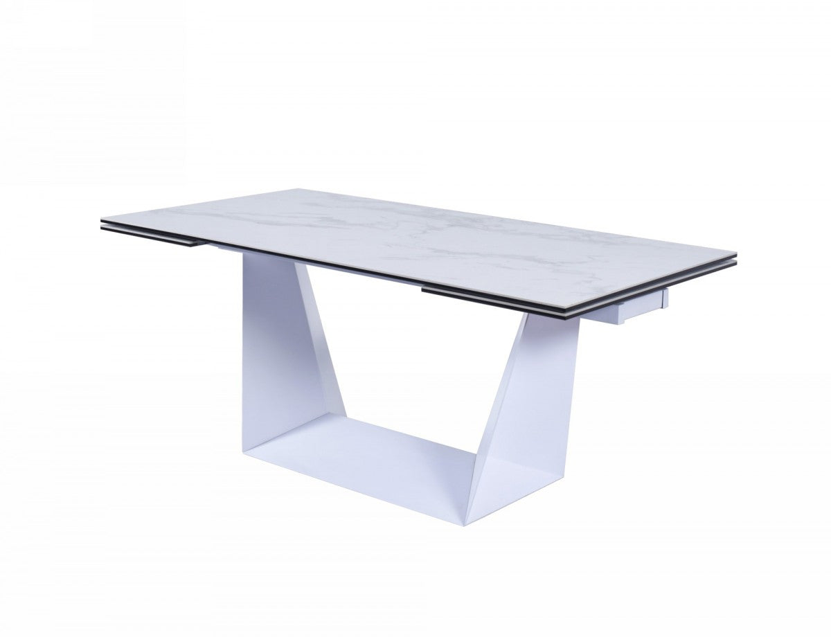 Modrest Baldwin - Modern White Ceramic Extendable Dining Table
