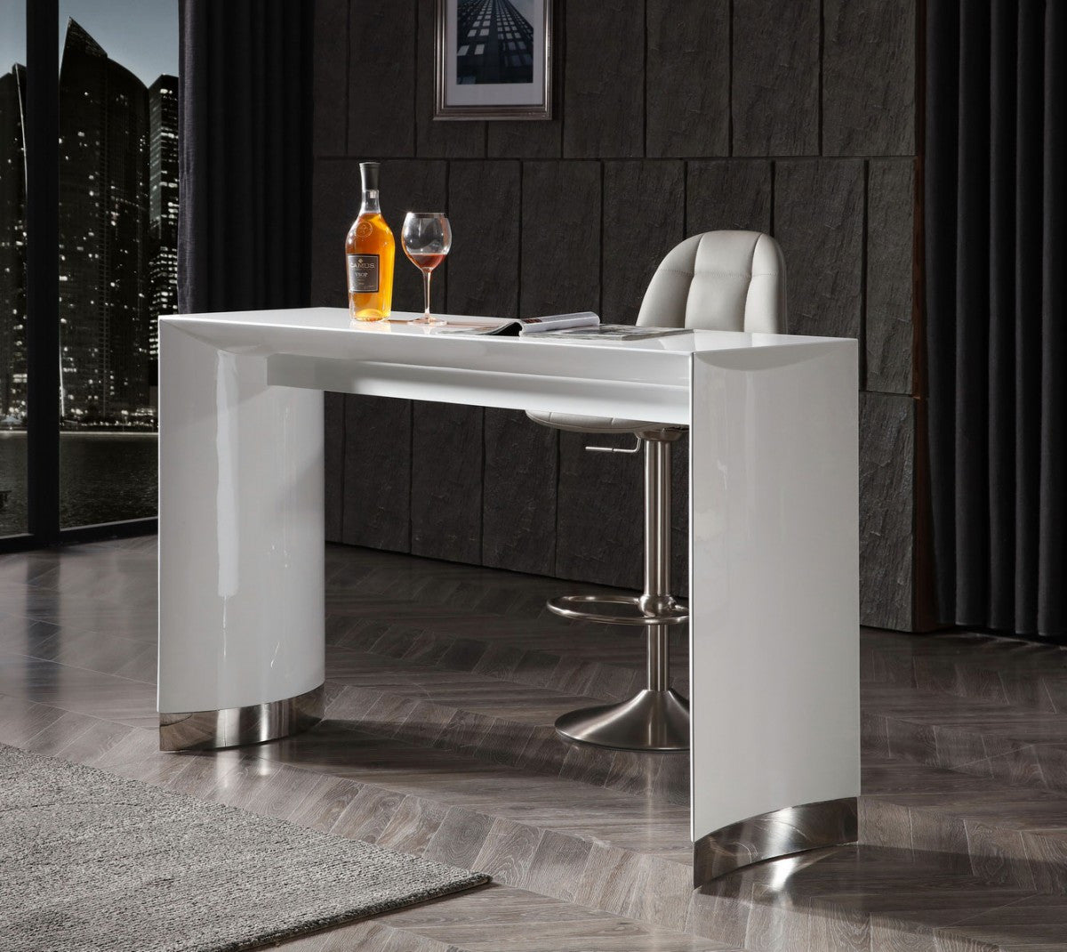 Modrest Corbett Contemporary White Bar Table - Stylish Design Furniture