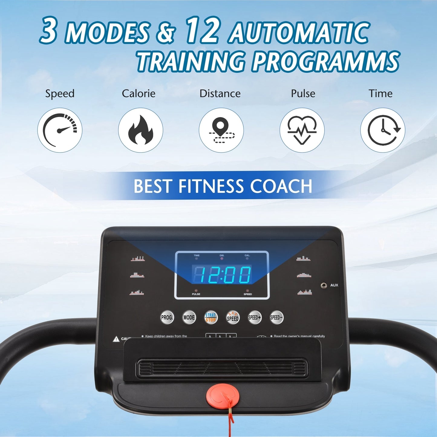 Akutes Electric Foldable Treadmill with Heart Pulse Monitor with Speaker & Incline Adjuster for Home Gym