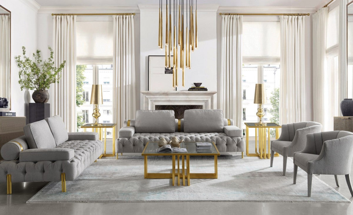 Modrest Kodiak - Glam Clear Glass and Gold Glass Coffee Table