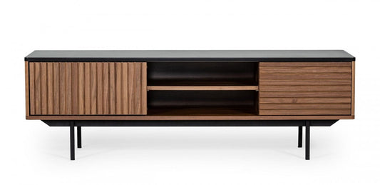 Modrest Maggie - Modern Walnut and Grey TV Stand - Stylish Design Furniture