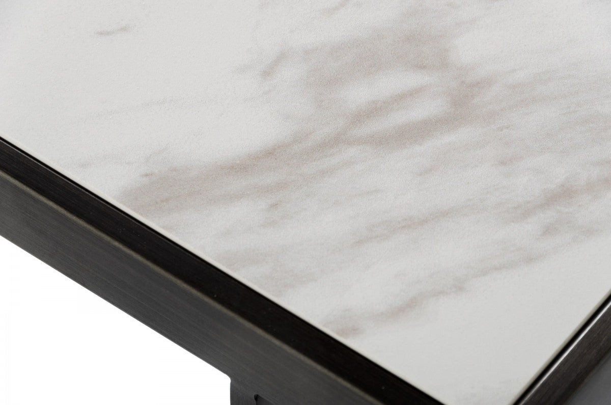 Modrest Fargo Modern Ceramic & Grey Walnut Console Table