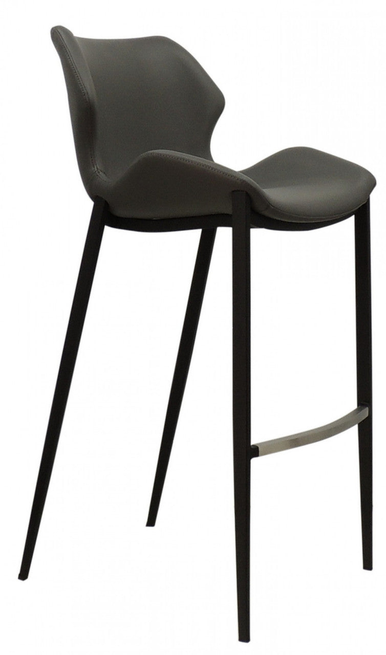 Modrest Ithaca Industrial Grey Eco-Leather Bar Stool (Set of 2) - Stylish Design Furniture