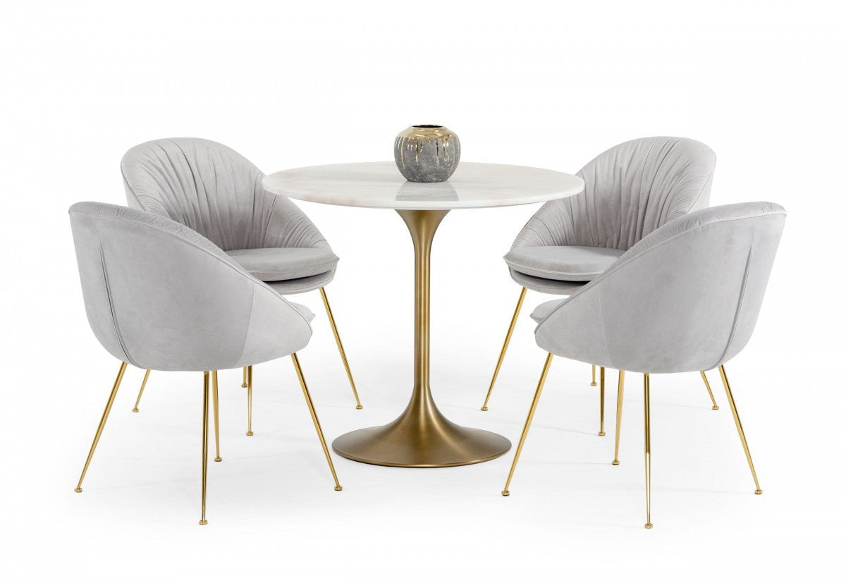 Modrest Collins - Glam White Marble & Gold Dining Table