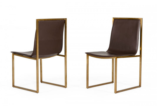 Modrest Dalton Modern Brown Leatherette Dining Chair (set of 2) - Stylish Design Furniture