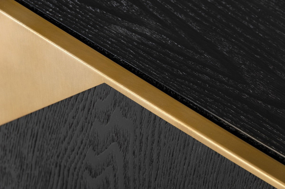 Modrest Perret Glam Black Ash & Brass Gold Modern Buffet