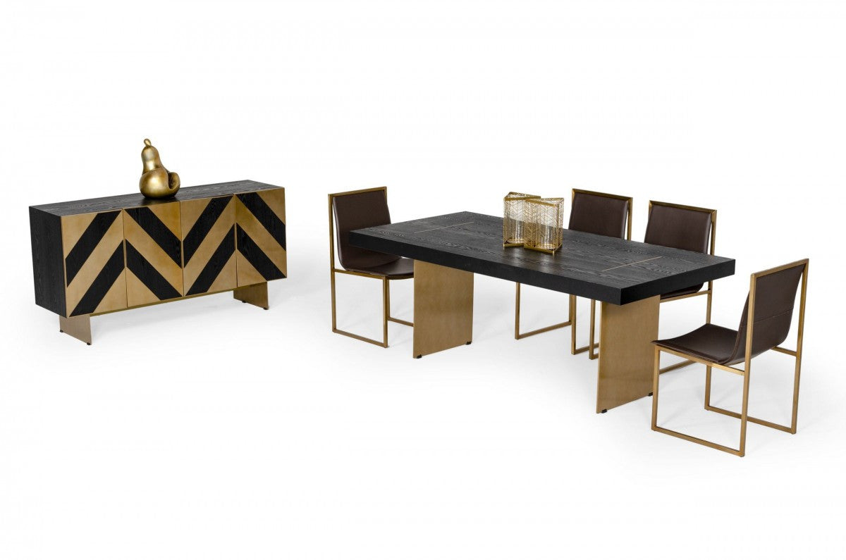 Modrest Perret Glam Black Ash & Brass Gold Modern Buffet