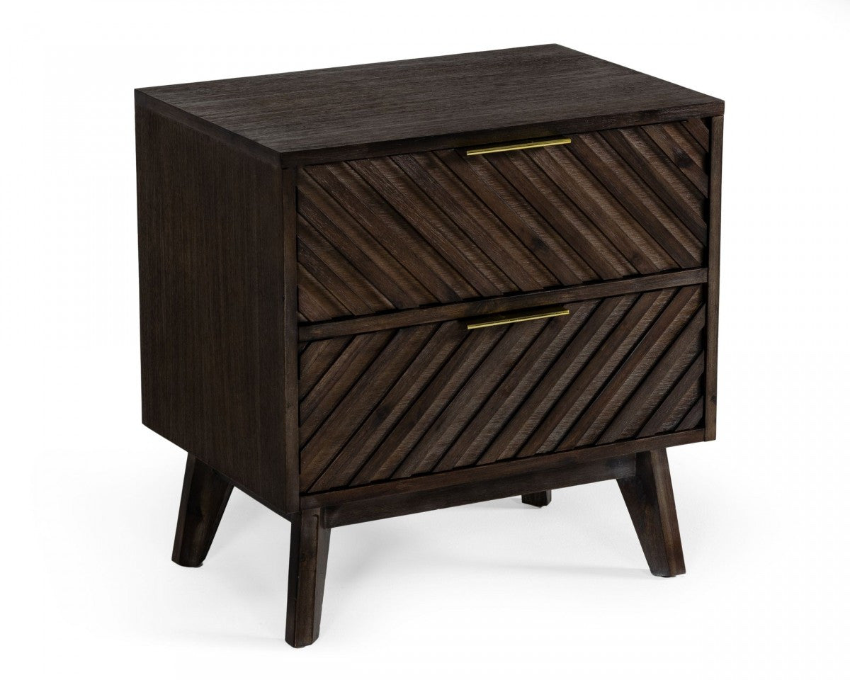 Modrest Daisy Mid-Century Dark Acacia Nightstand