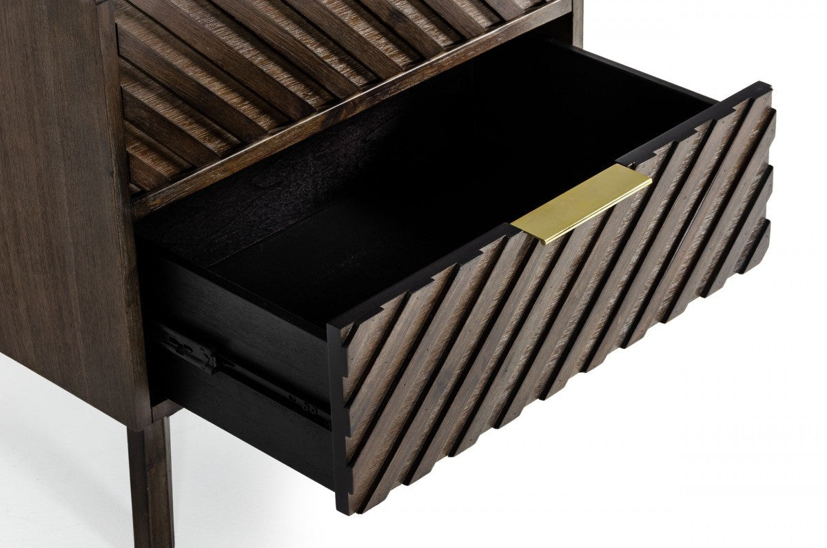Modrest Daisy Mid-Century Dark Acacia Nightstand