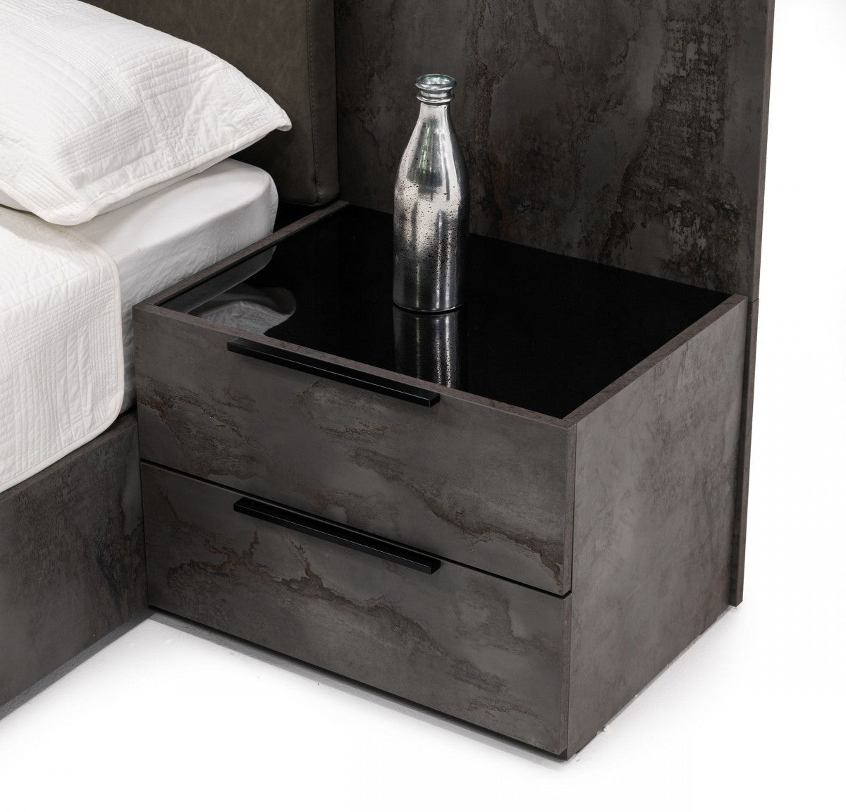 Nova Domus Ferrara - Modern Volcano Oxide Grey Nightstand - Stylish Design Furniture