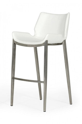 Modrest Dave Modern White Leatherette Bar Stool (Set of 2)