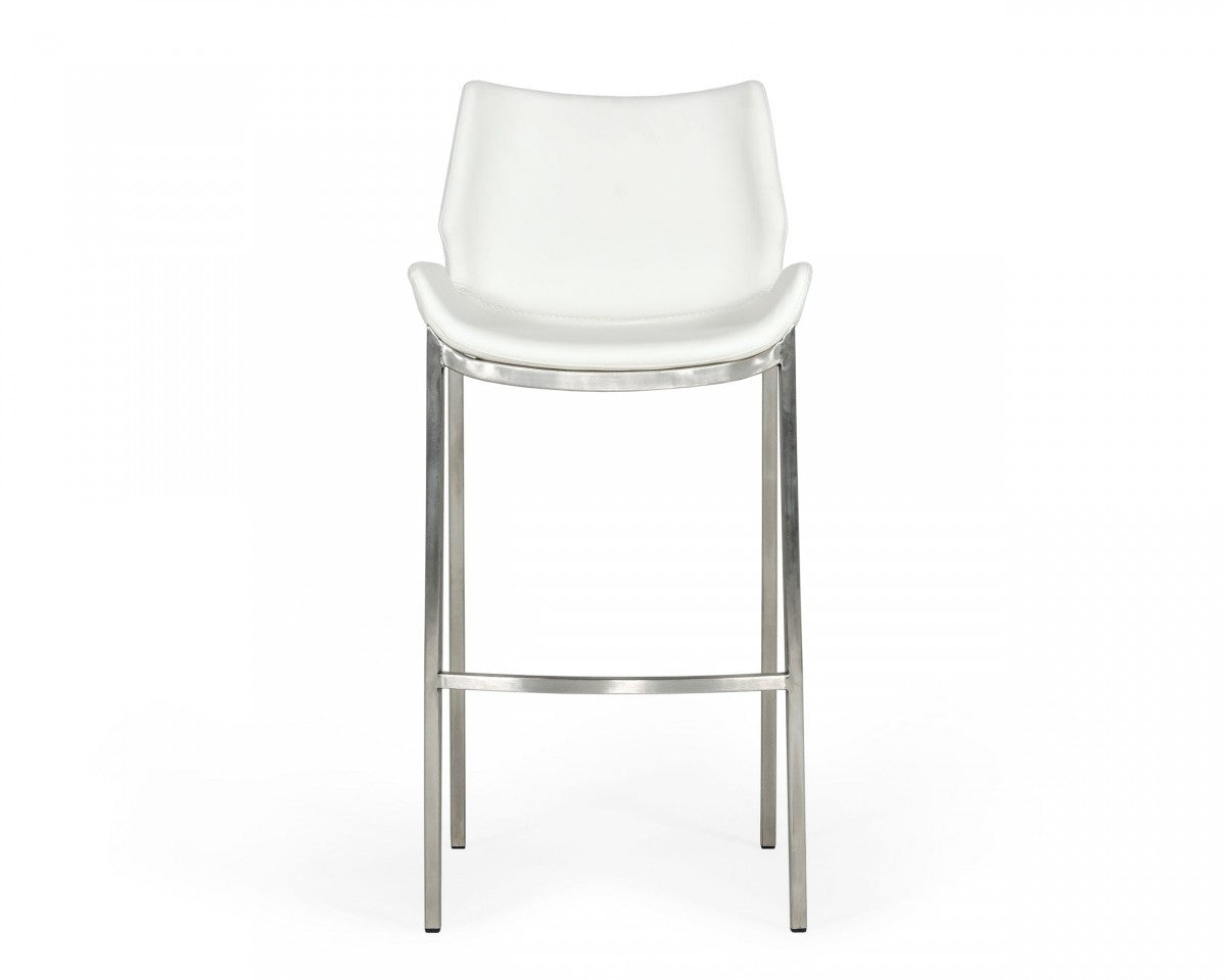 Modrest Dave Modern White Leatherette Bar Stool (Set of 2)