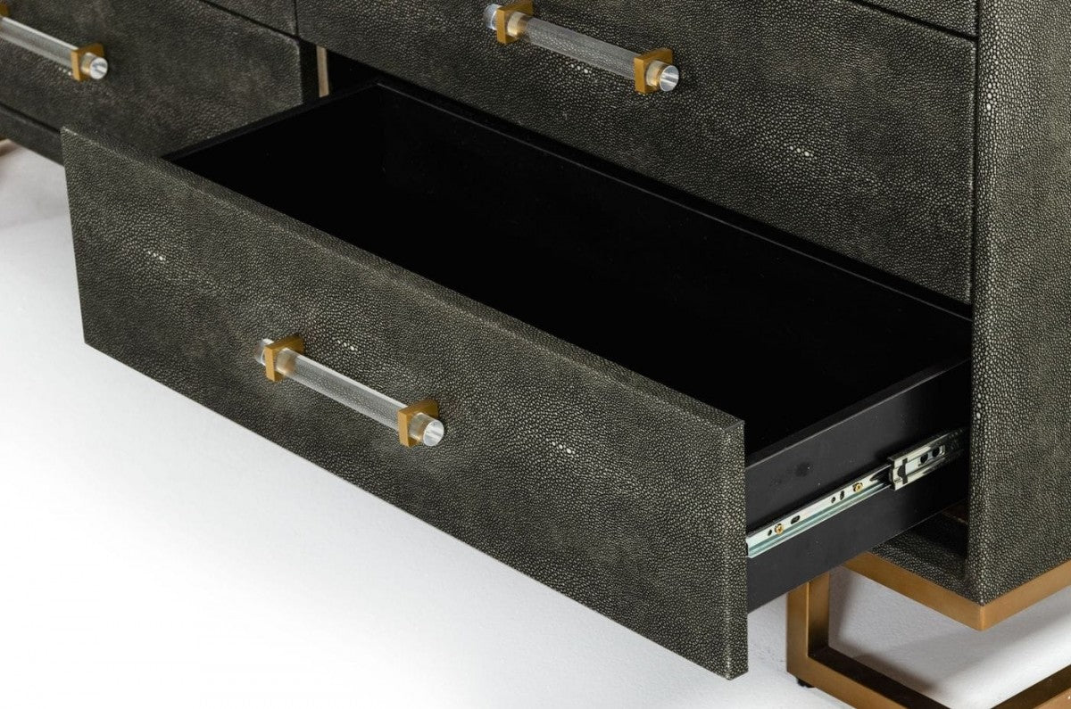 Modrest Howard - Modern Shagreen Grey Leatherette & Gold Dresser