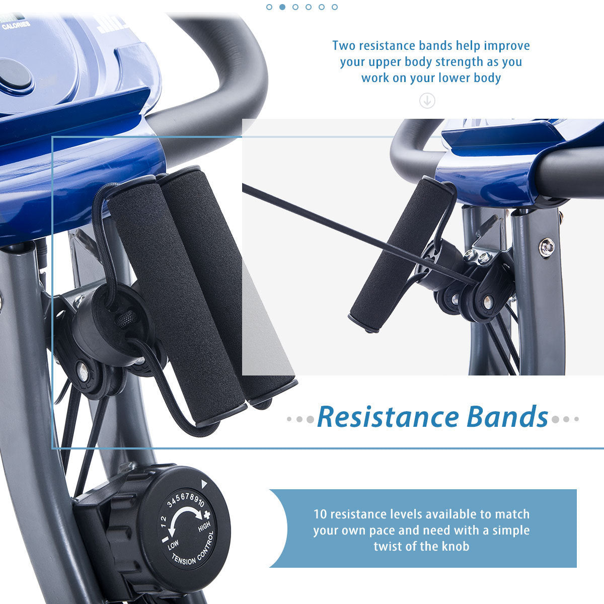 Bolter Folding Exercise Bike with 10-Level Adjustable Resistance, Fitness Upright and Recumbent X- Bike, Arm Bands and Backrest