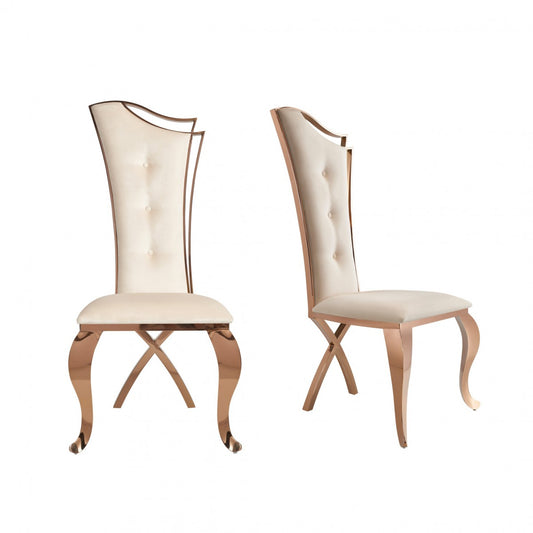 Modrest Bonnie - Beige Velvet & Rose Gold Dining Chair (Set of 2) - Stylish Design Furniture