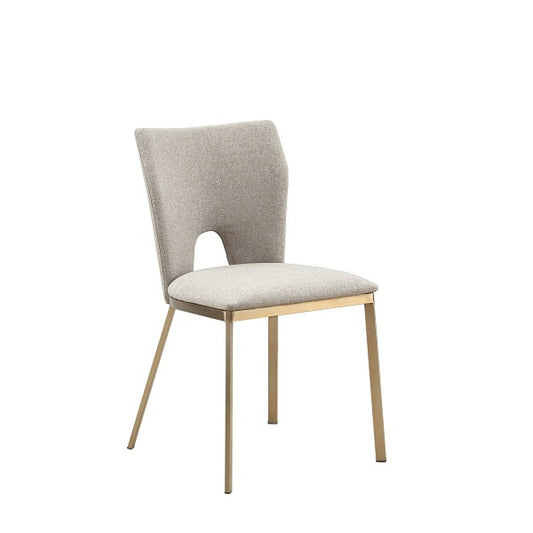 Modrest Burton - Modern Beige & Brass Dining Chair Set of 2 - Stylish Design Furniture