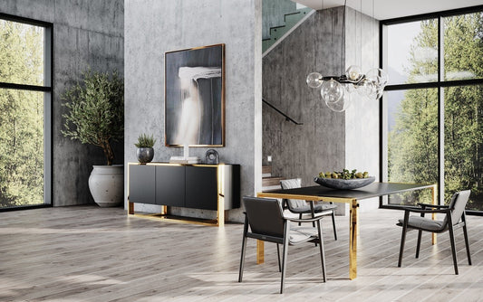 Modrest Fauna - Modern Wenge and Brass Dining Table - Stylish Design Furniture