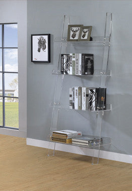 Amaturo 4-Shelf Ladder Bookcase β Clear Finish for Minimalist Style and Modern Storage Display