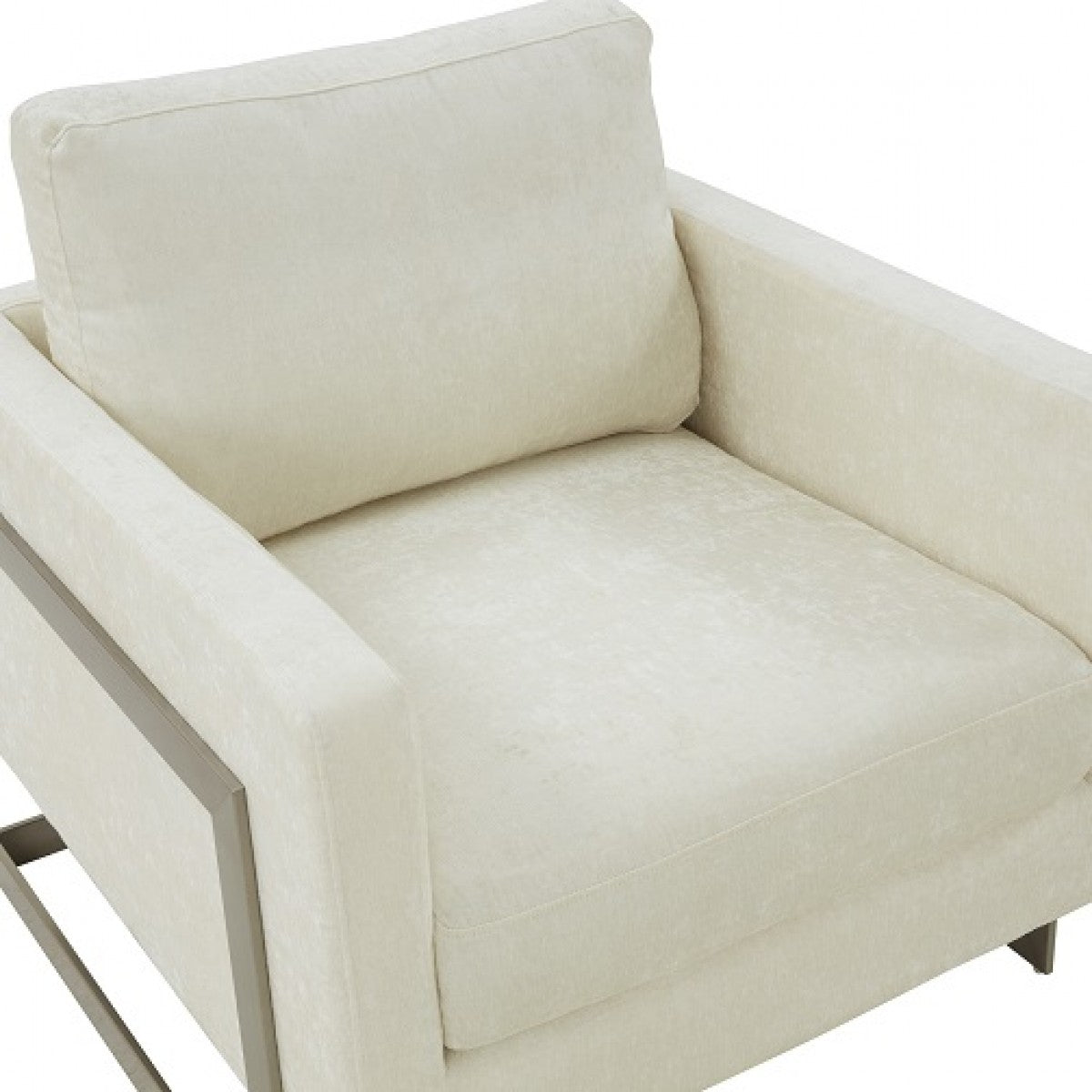 Modrest Prince - Contemporary Off White Fabric and Silver Accent Chair