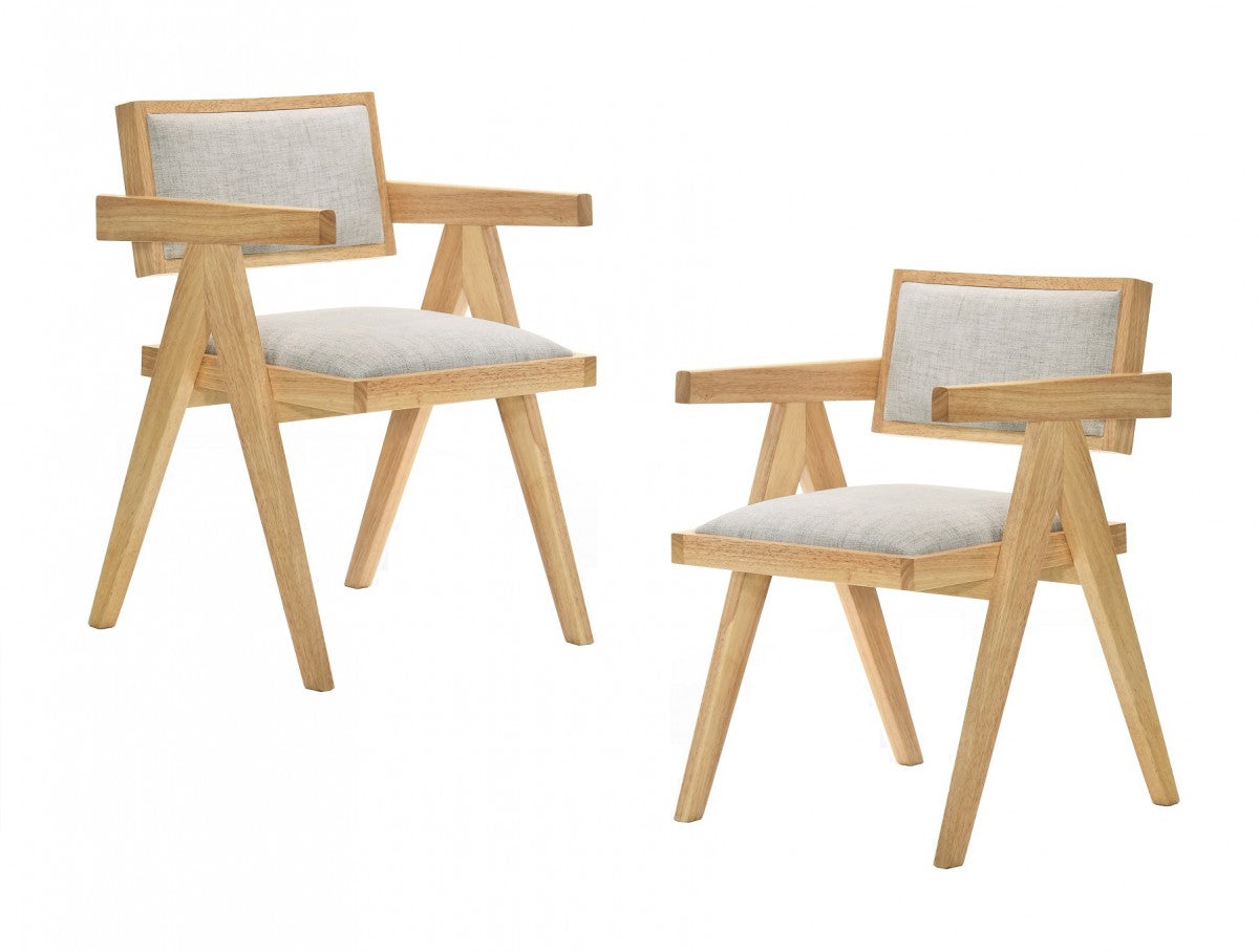Modrest Fern - Modern Natural and Beige Dining Chair Set of 2