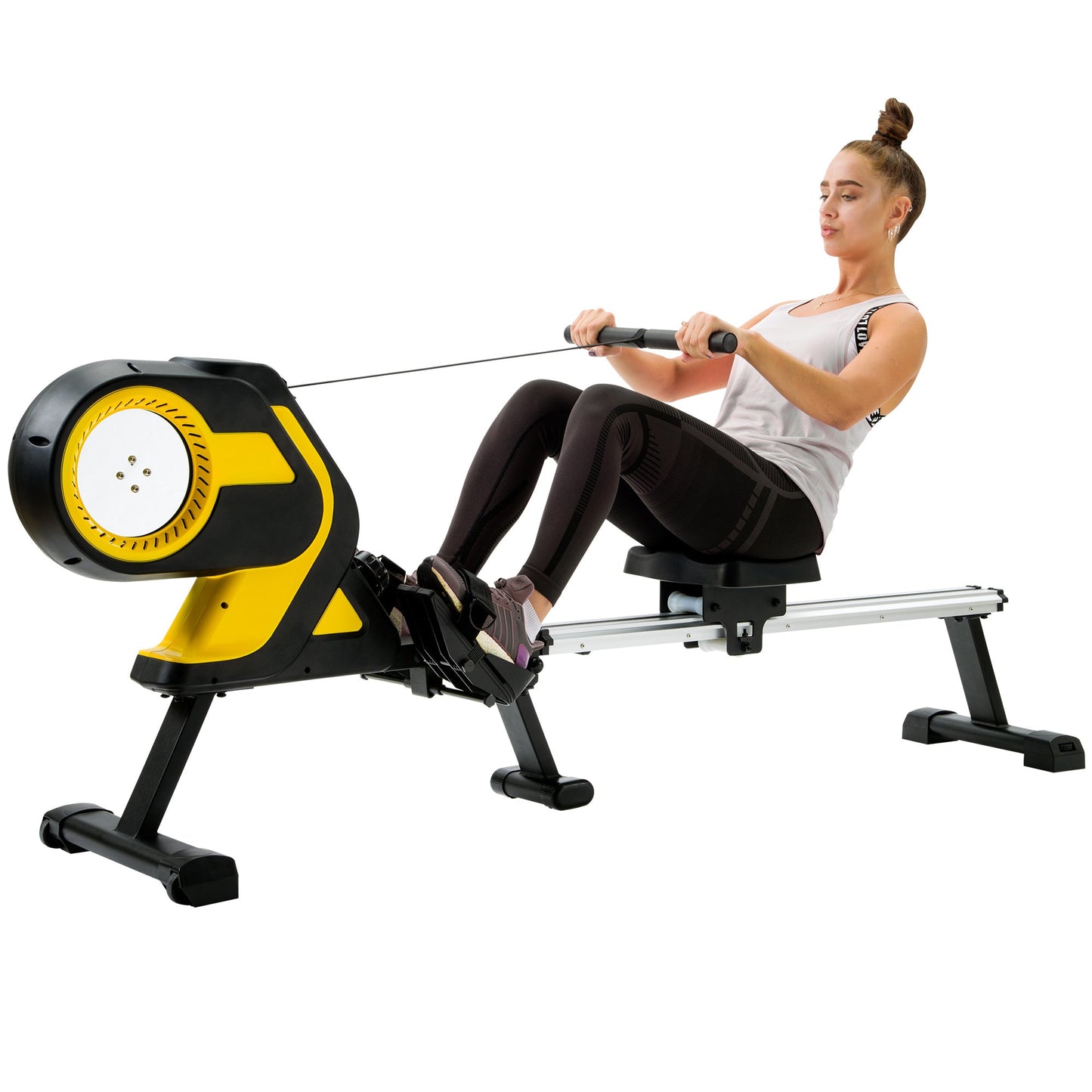 Ledaar Magnetic Rowing Machine with LCD Monitor, 46" Slide Rail and Compact Folding Rower for Home Cadio Workout