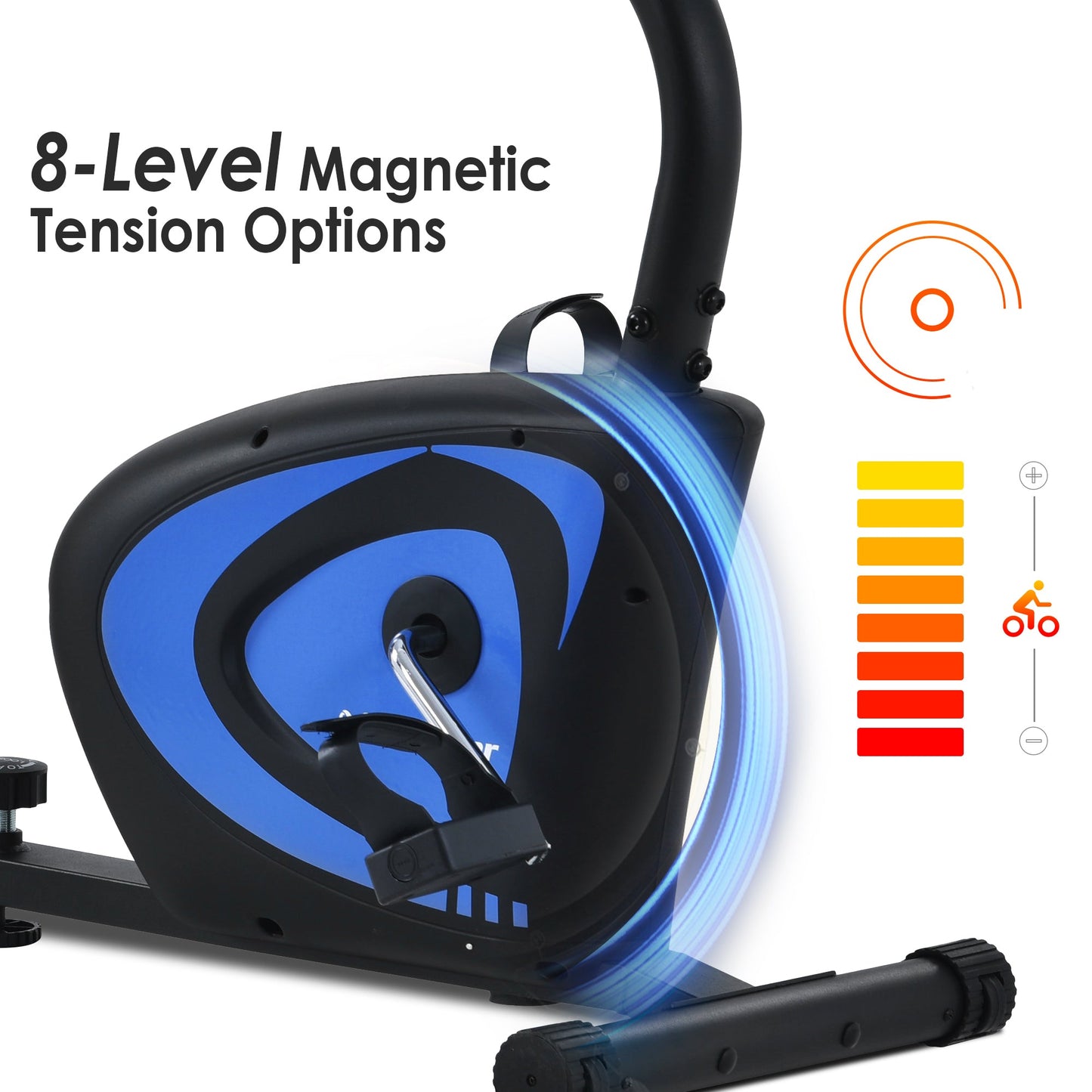 Visal Recumbent Indoor Exercise Bike 8 Level Adjustable Magnetic Resistance Quick Adjustable Seat