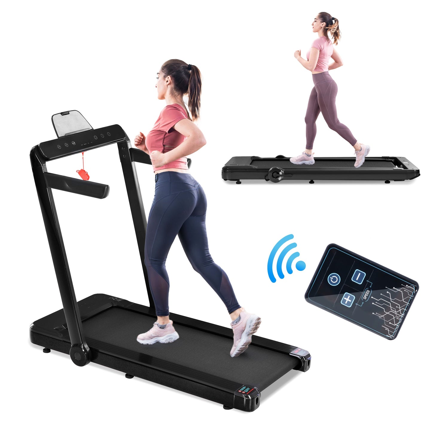 Cruce Electric Folding Treadmill, Installation Free with Bluetooth APP and Speaker, Remote Control with Display for Home, Gym & Office