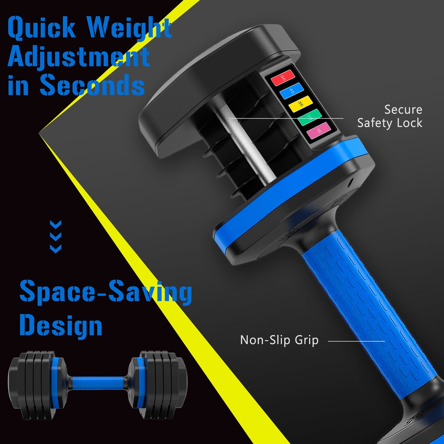 Kendall Adjustable Dumbbell with Tray 55lb Single Fast Exercise Fitness