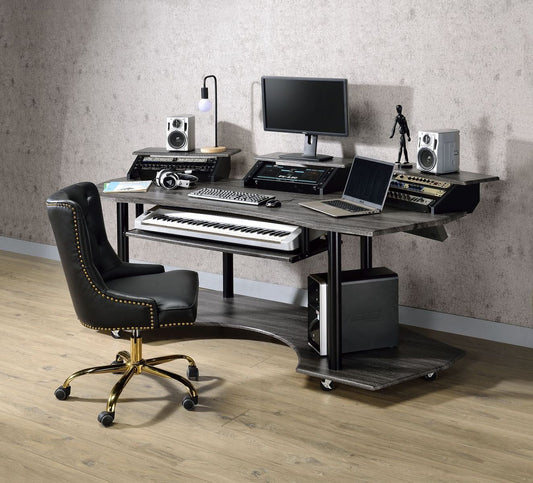 ACME Eleazar Computer Desk, Black Oak