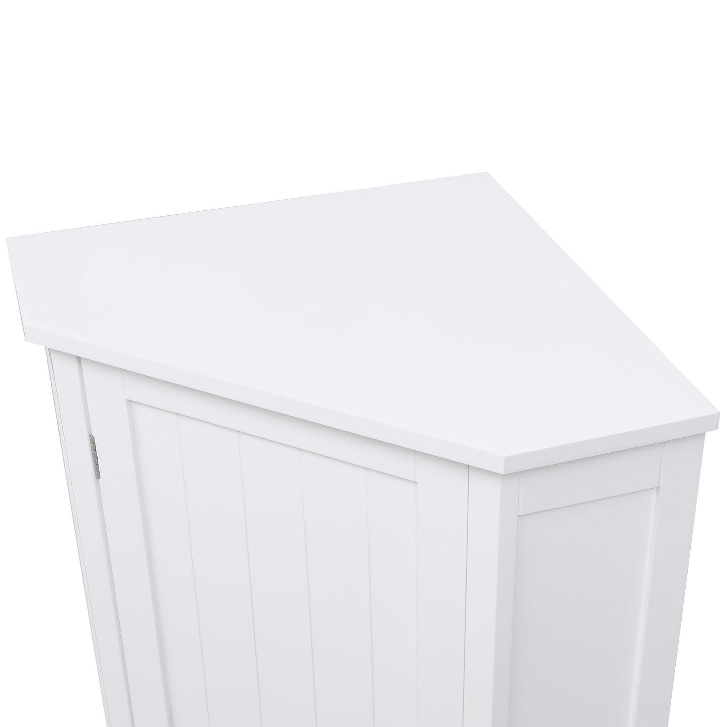 Andria White Bathroom Triangle Corner Storage Cabinet with Shelf Modern Style
