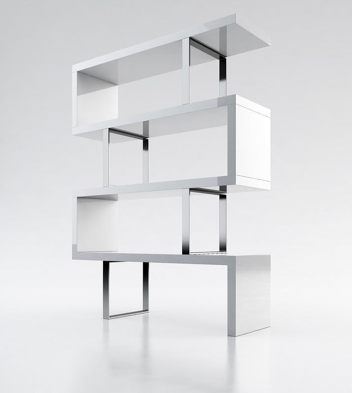 Modrest Maze Modern White High Gloss Bookcase β Sleek Contemporary Storage Display