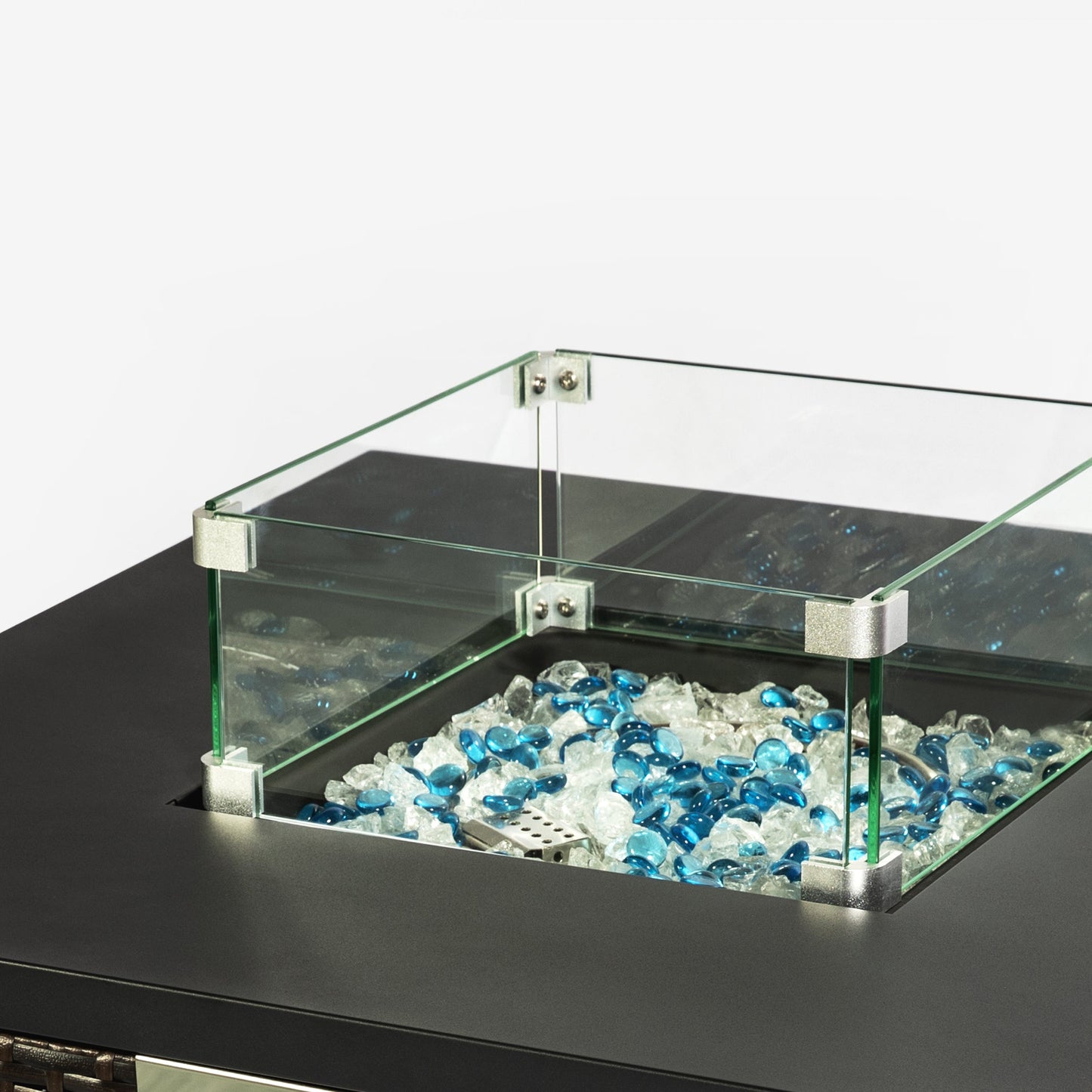 Questo Square Glass Wind Gurad For Fire Table