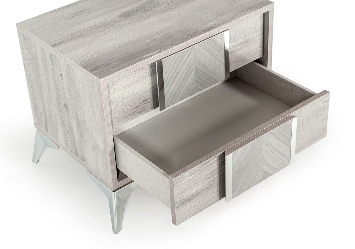 Nova Domus Alexa Italian Modern Grey Nightstand β Sleek 2-Drawer Contemporary Bedside Table