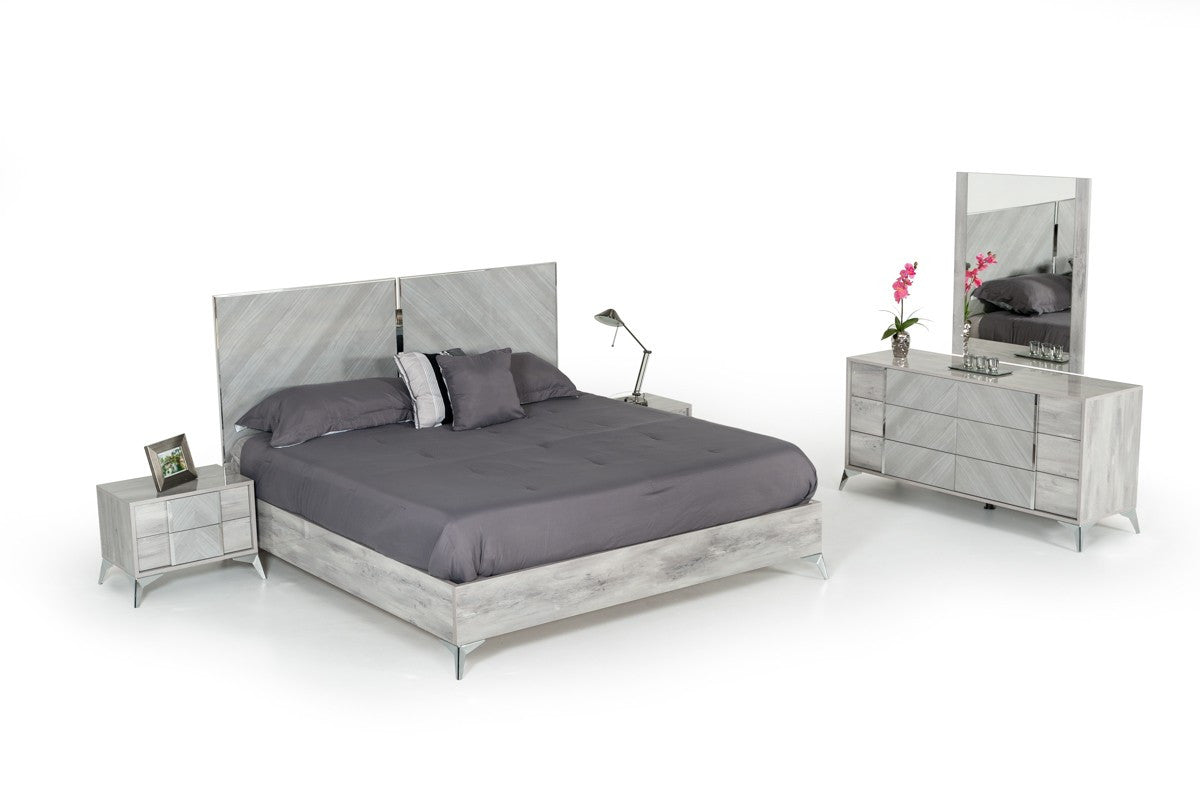 Nova Domus Alexa Italian Modern Grey Bed β Elegant Upholstered Contemporary Bed Frame - Stylish Design Furniture
