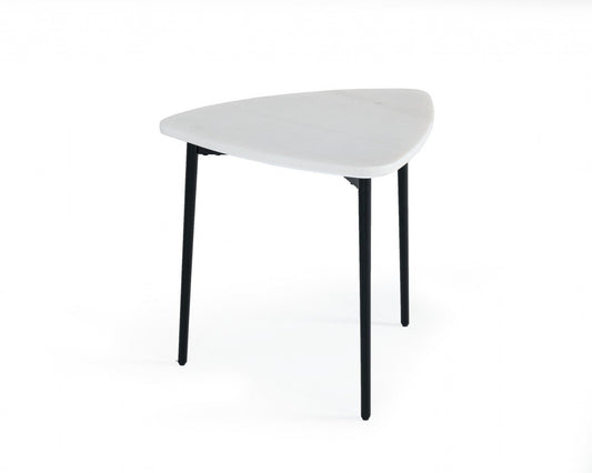 Modrest Andros - White Marble + Black Metal End Table - Stylish Design Furniture