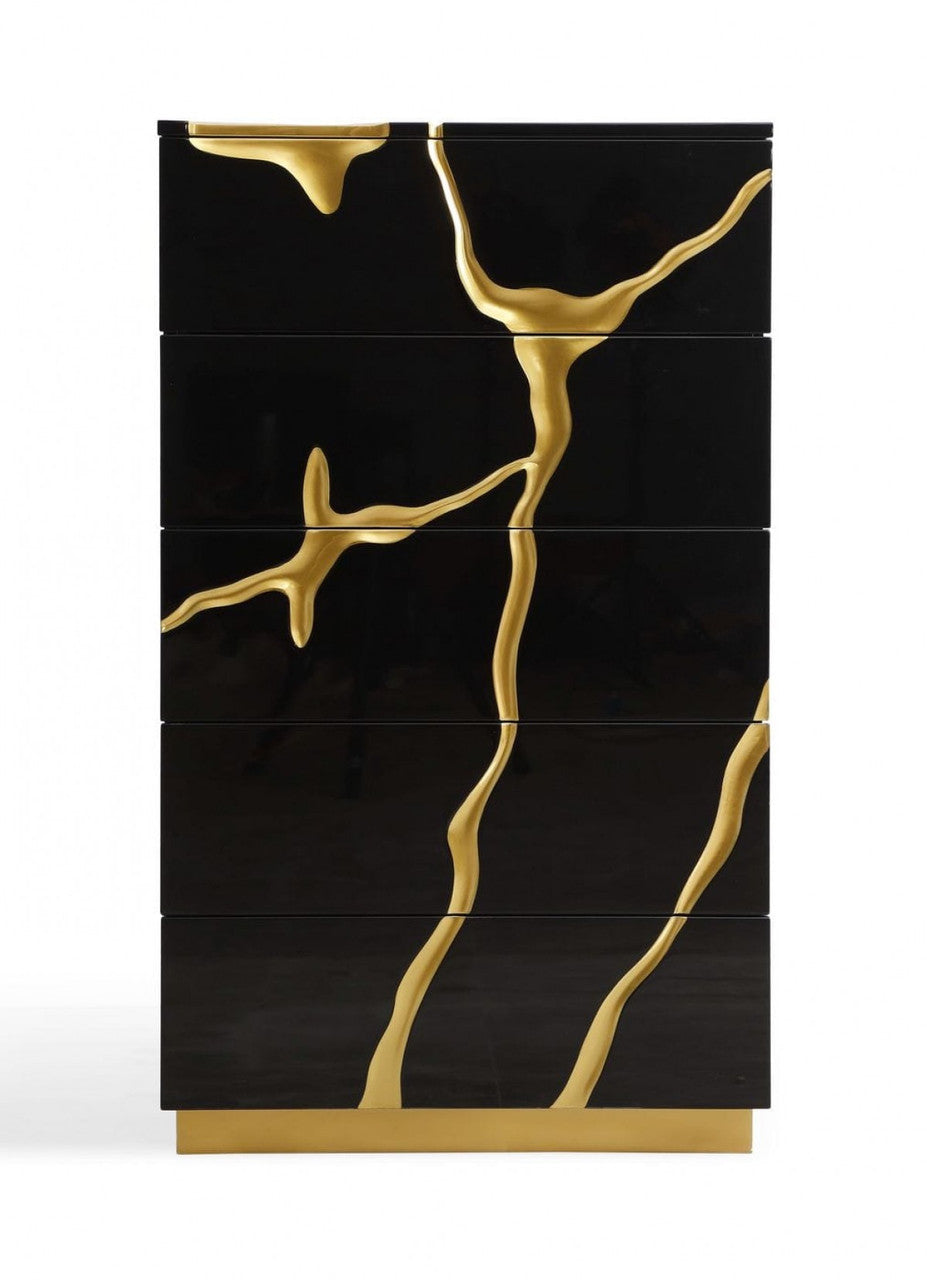 Modrest Aspen Modern Black and Gold Chest - Stylish Design Furniture